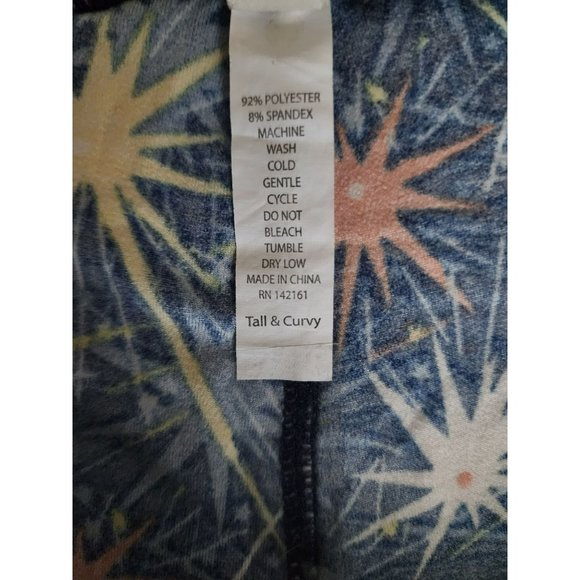 LuLaRoe Women's Star Pattern Americana Leggings Tall And Curvy Size 12-18 - Picture 6 of 10